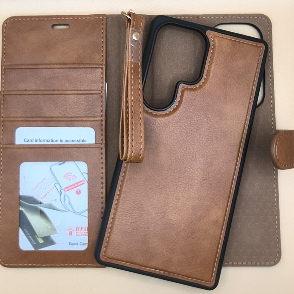 Samsung Galaxy S25 Ultra Wallet Case RFID Blocking Magnetic Detachable Folio - Picture 3 of 12